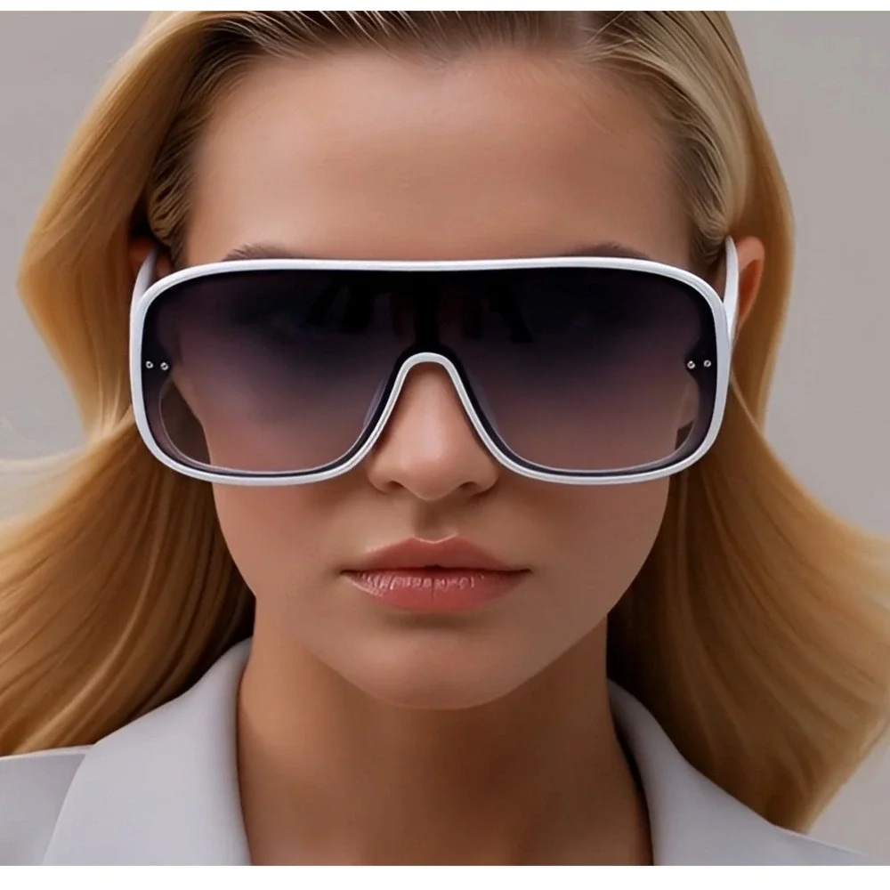 Oversized Shield Sunglasses White Frame Fashion‎ Visor Sun Glasses Women Men New